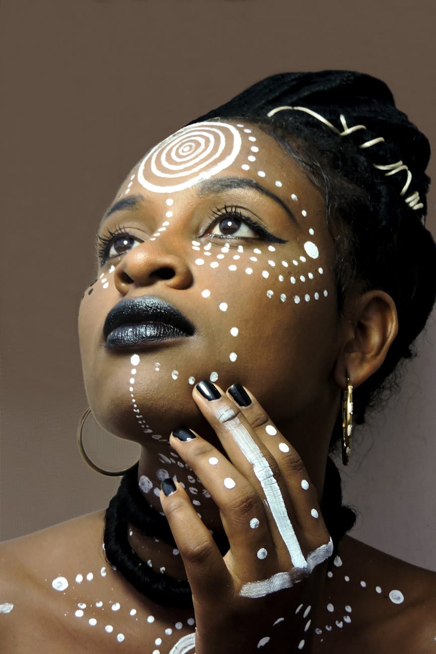 woman with white face paint